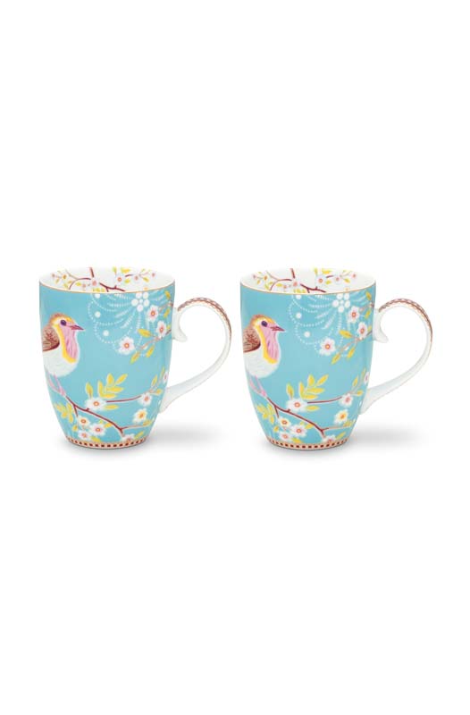 Set/2 Mugs Large Early Bird Blue 350ml